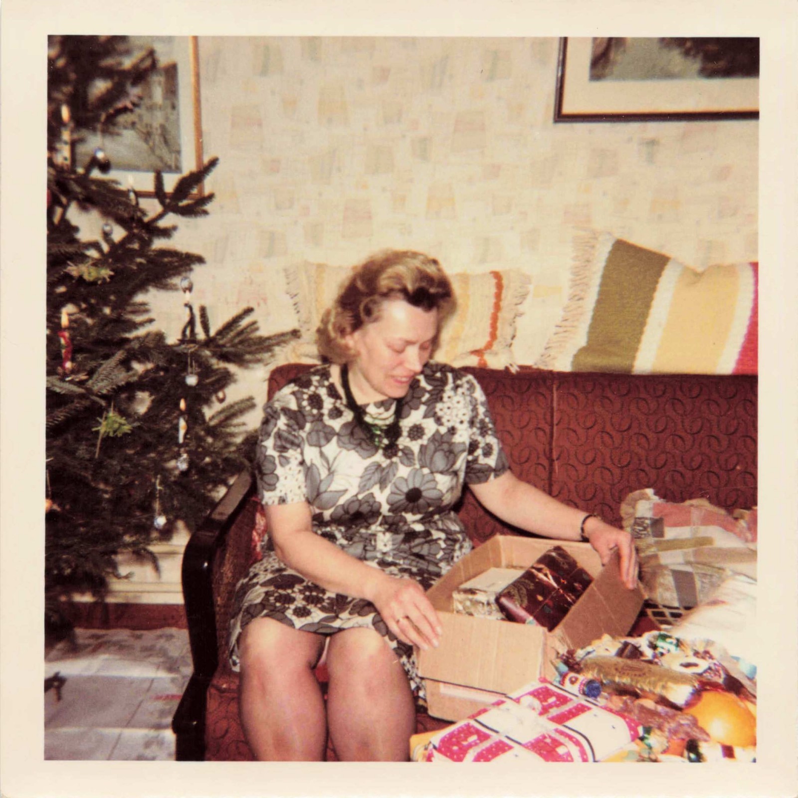 VTG Photo Christmastime 1963/64 Beautiful Woman Presents Tree