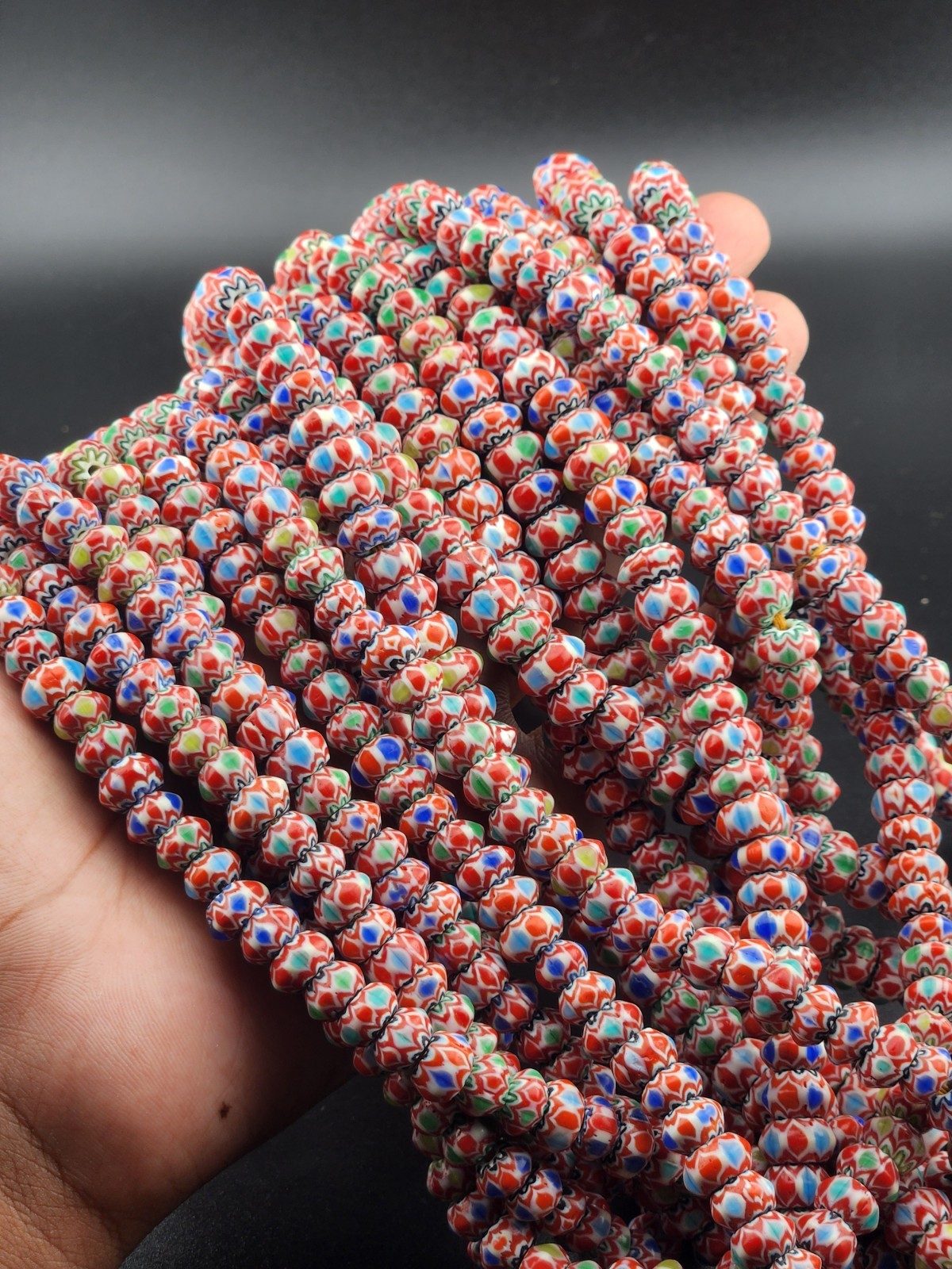 Vintage Venetian Style Chevron Beads 8mm Beautiful Strings