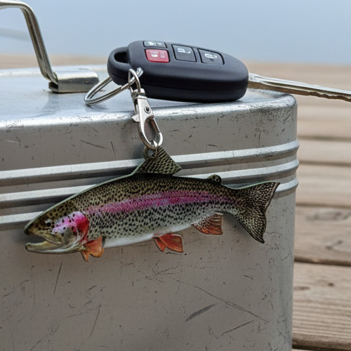 Rainbow Trout Flat Fish Keychain, Realistic 4 Rainbow Trout Flat Fish Keychain, Realistic 4