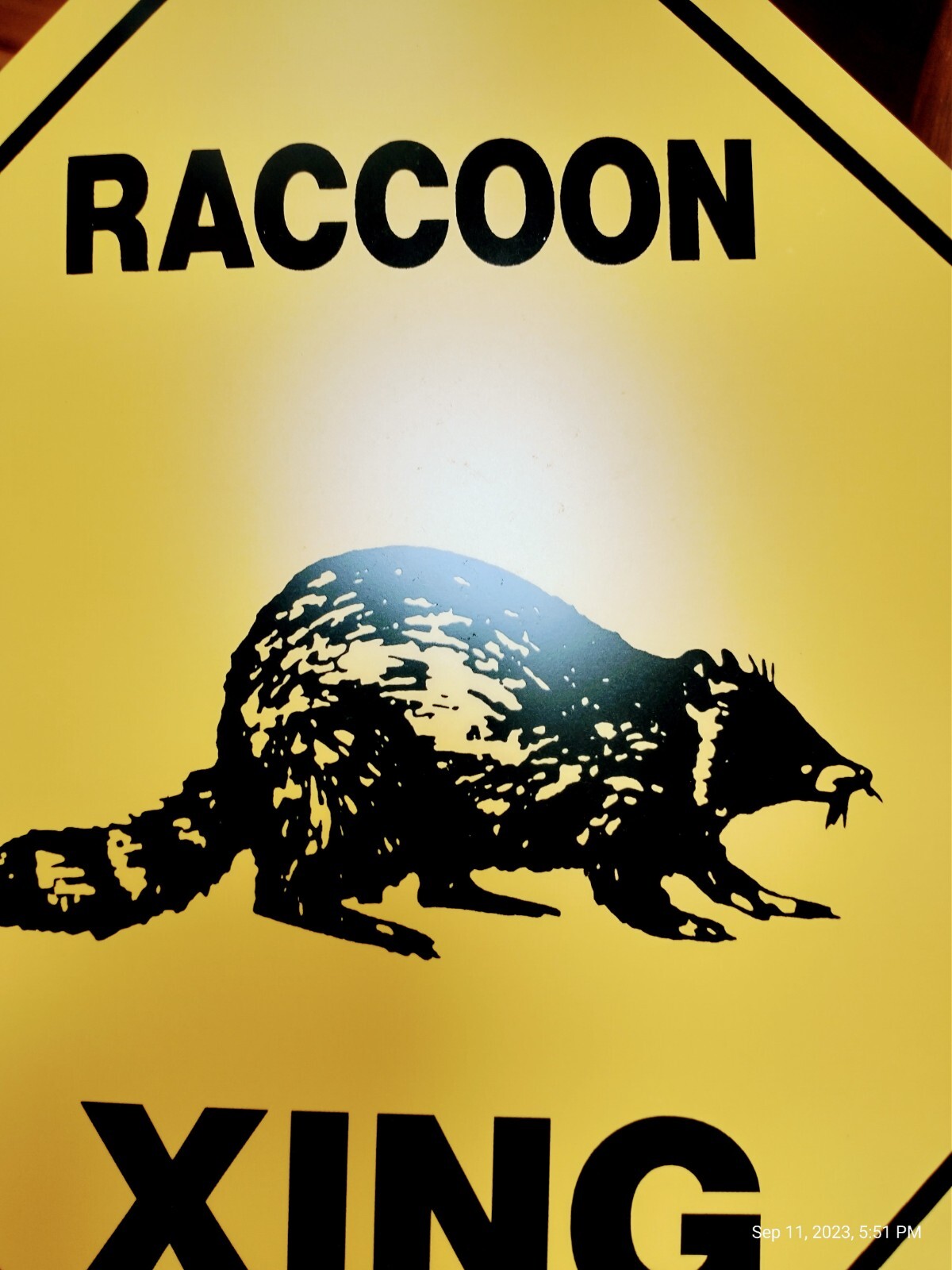 RACCOON STREET CROSSING SIGN COON XING