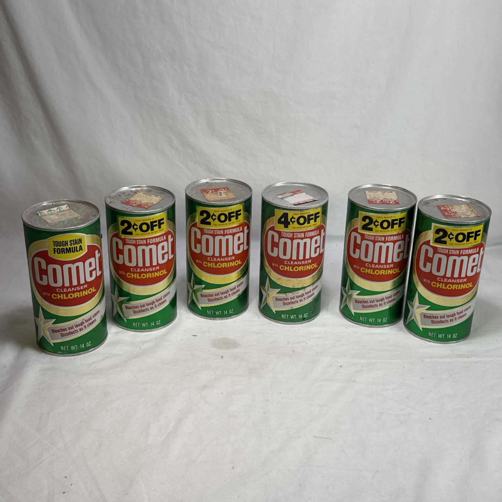 Vintage Comet Tough Stain Formula Cleanser With Chlorinol New Old Stock Lot Of 6