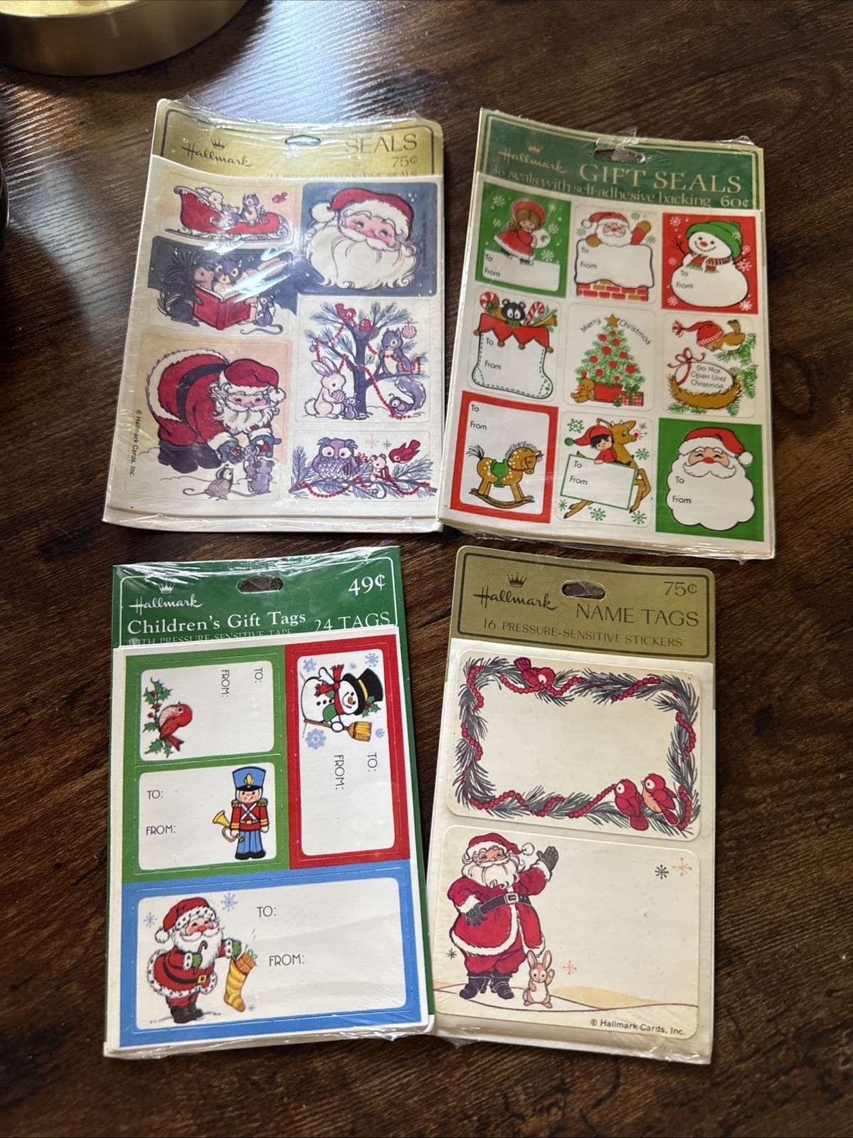 Vintage Hallmark Self-Adhesive Gift Tags, Name and Christmas Seals NOS (4)