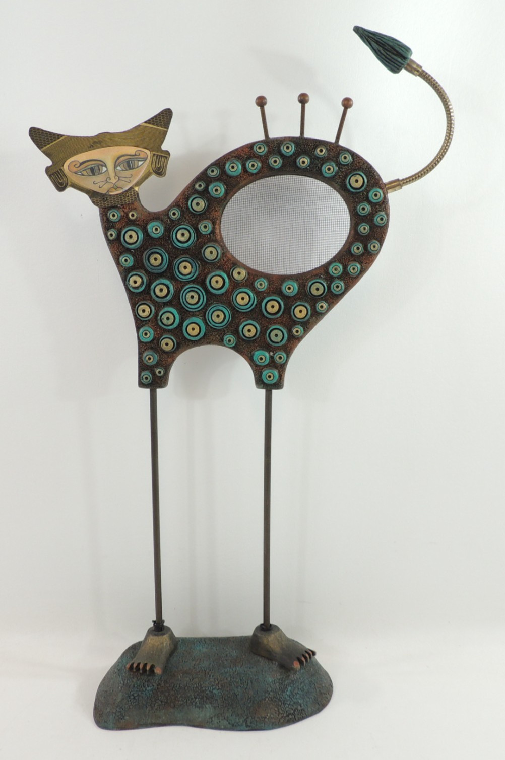 Kimberly Willcox 1998 Funky Cat Jewelry Stand Mixed Media Whimsical 24\