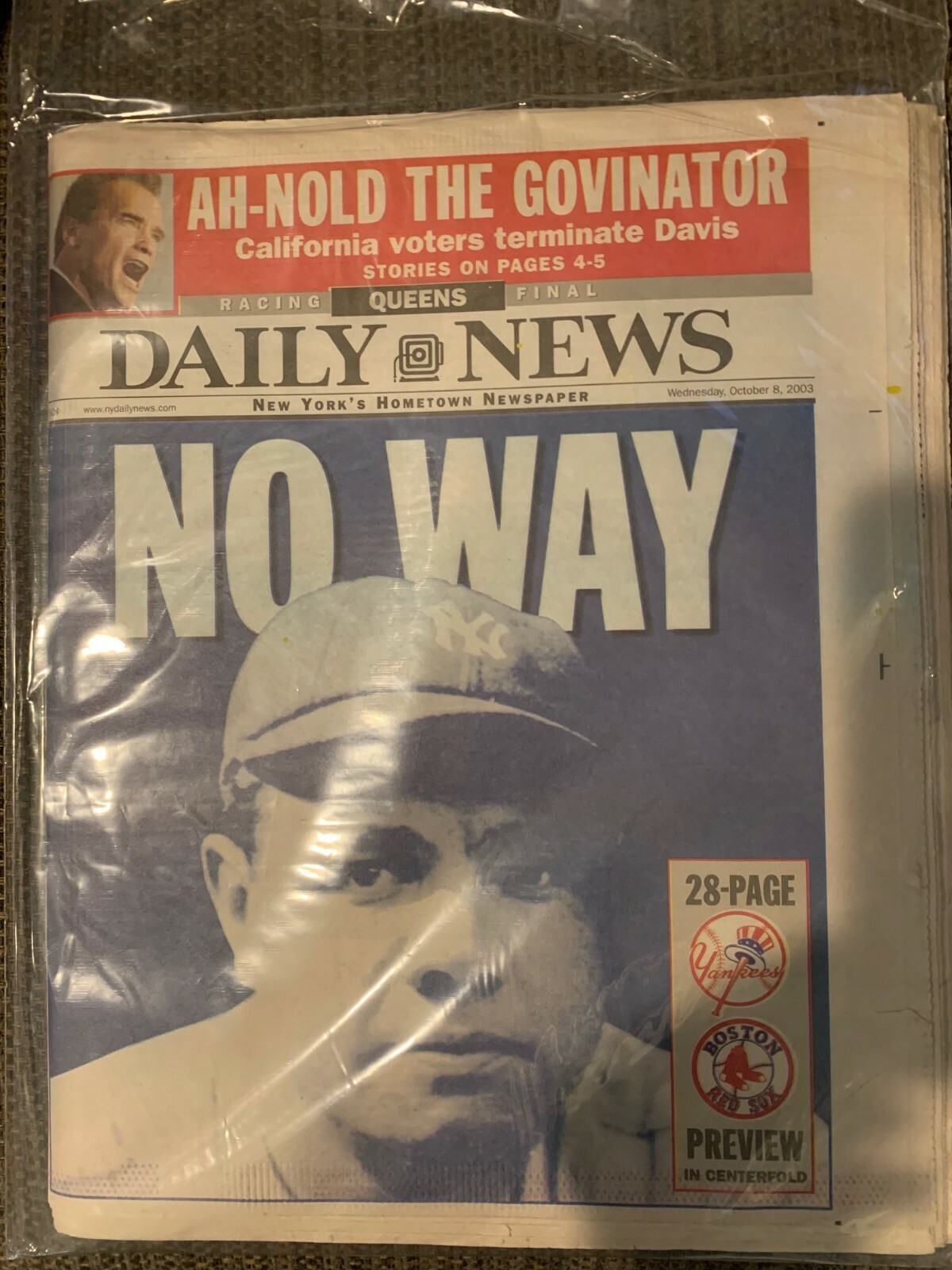 NY Daily News Wed Oct 8 2003 - No Way - Cursed Empire Take Aim at EVIL EMPIRE