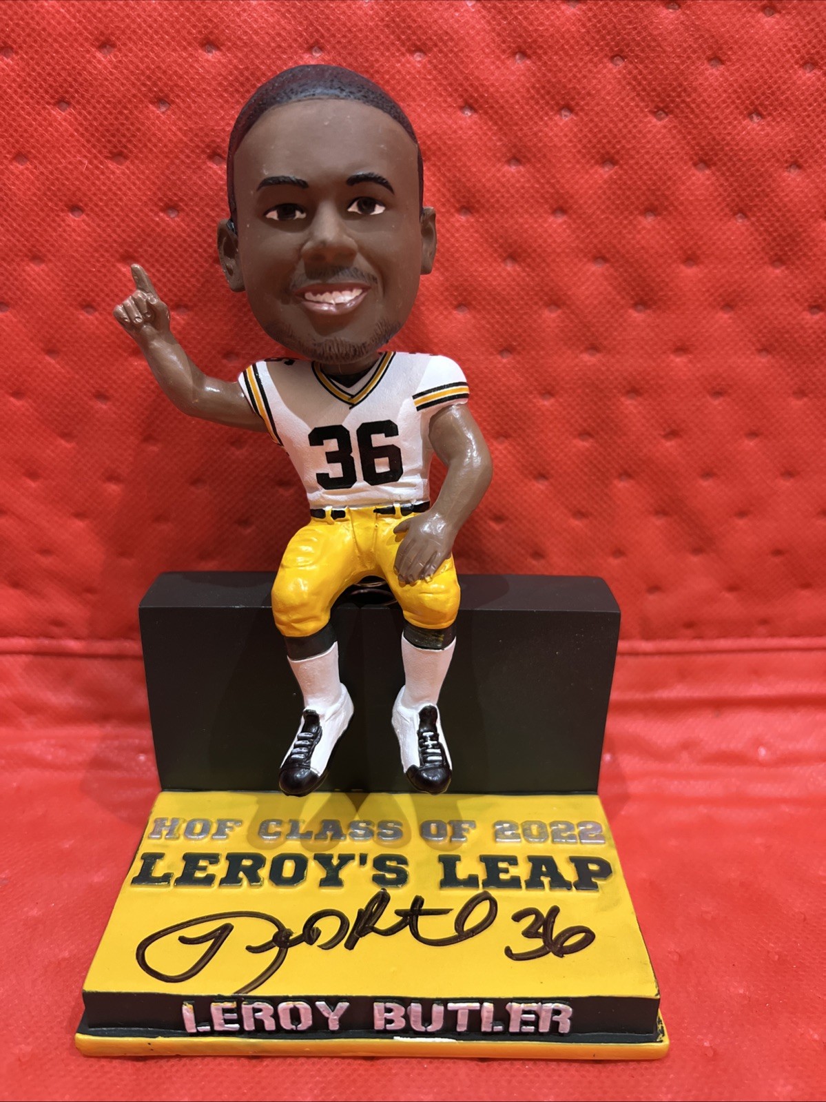 Leroy Butler Green Bay Packers Leroy\'s Leap HOF Bobblehead LE 442/2022 Autograph