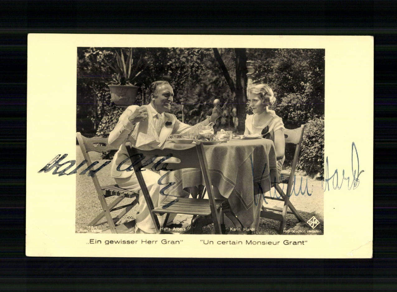Karin Hardt and Hans Albers Autograph Card Original Signed # BC 226491
