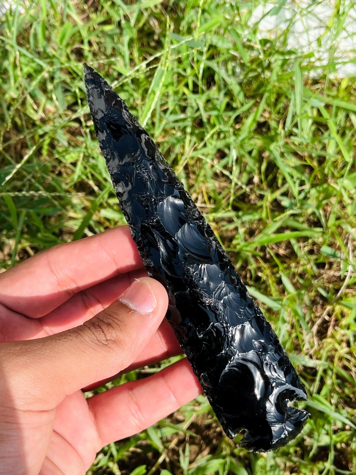 Authentic Obsidian Black Arrowhead Ancient American Artifact Translucent Stone