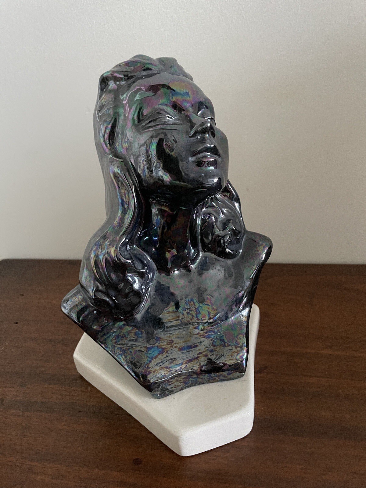 Vintage Woman Iridescent Head Bust Lustre Luster Hollywood Regency MCM Gift Prop