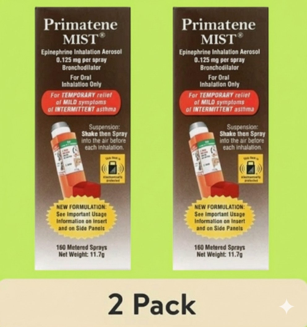 (2x) Primatene Mist Epi Inhalation Aerosol 2 @ 160 Sprays 2027+ (2x) Primatene Mist Epi Inhalation Aerosol 2 @ 160 Sprays 2027+