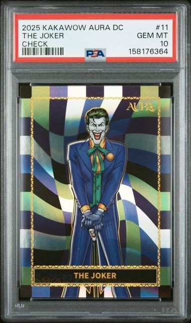 2025 KAKAWOW AURA DC THE JOKER CHECK /75 #11 PSA 10 BATMAN