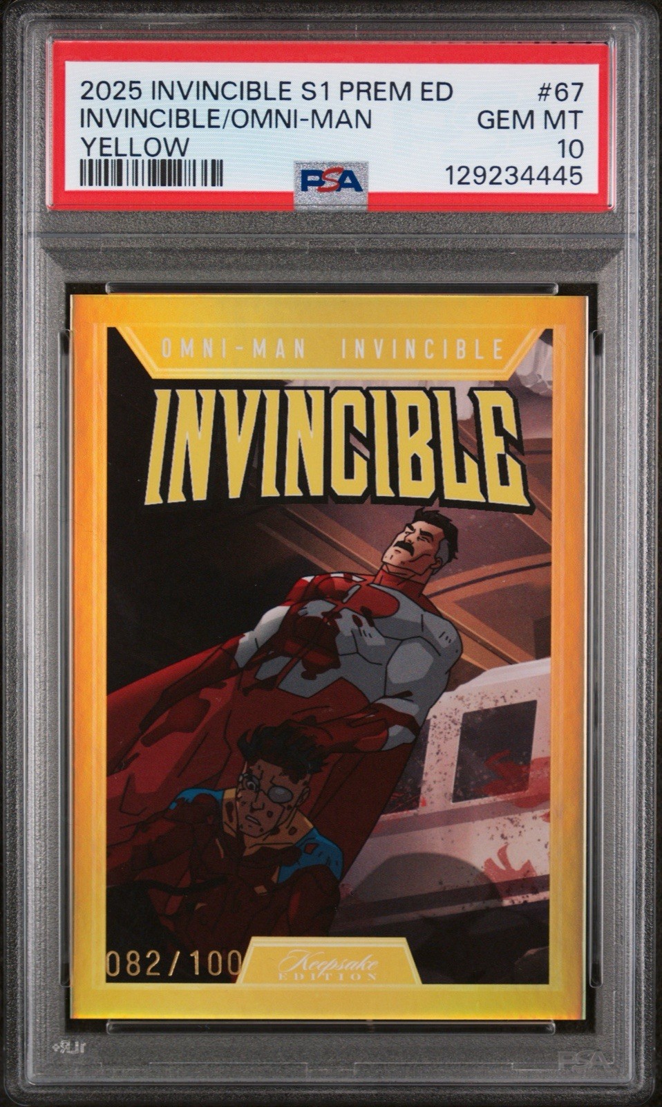 2025 Keepsake Invincible Season 1 Omni-Man #67 Yellow /100 PSA 10 GEM POP 1🔥