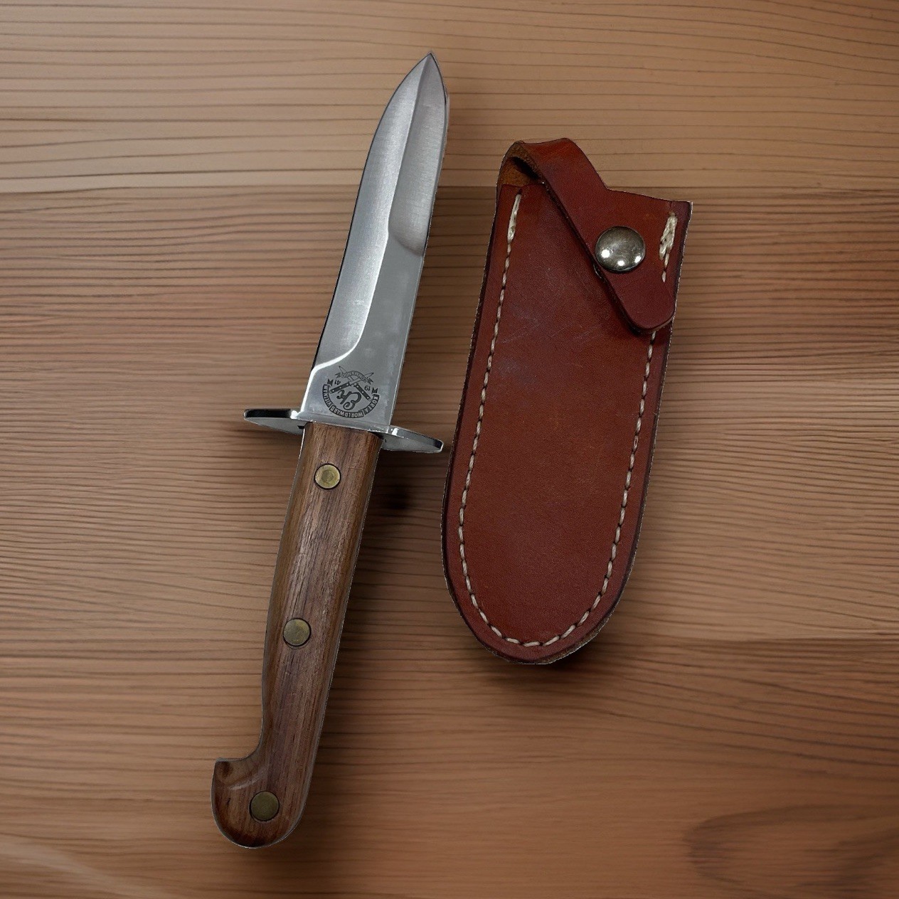RARE VTG JOHN EK WD-10 Australian Commando Fighting Knife Brown Leather Sheath RARE VTG JOHN EK WD-10 Australian Commando Fighting Knife Brown Leather Sheath