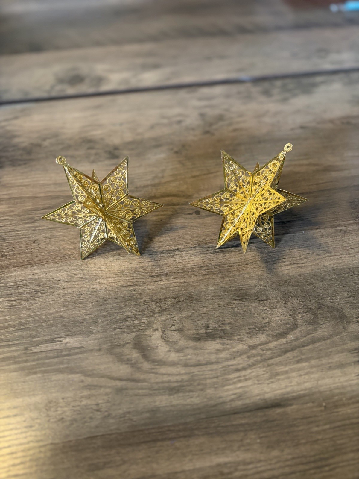 Vintage Eckartina West Germany Gold Filigree 3-D Star Christmas 3.5