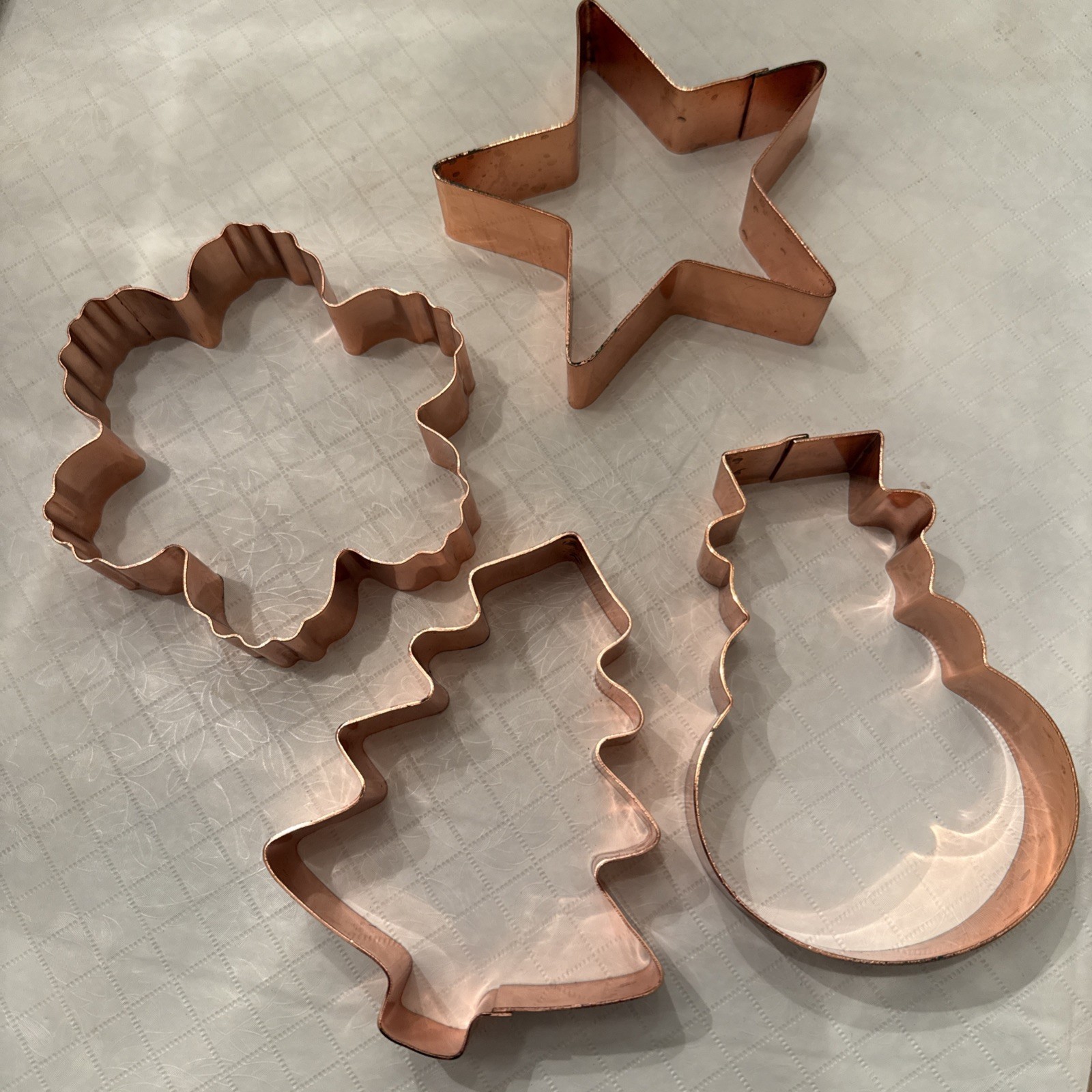 4 Heavy Copper Cookie Cutters - Holiday & Seasonal Shapes 5” L Christmas tree