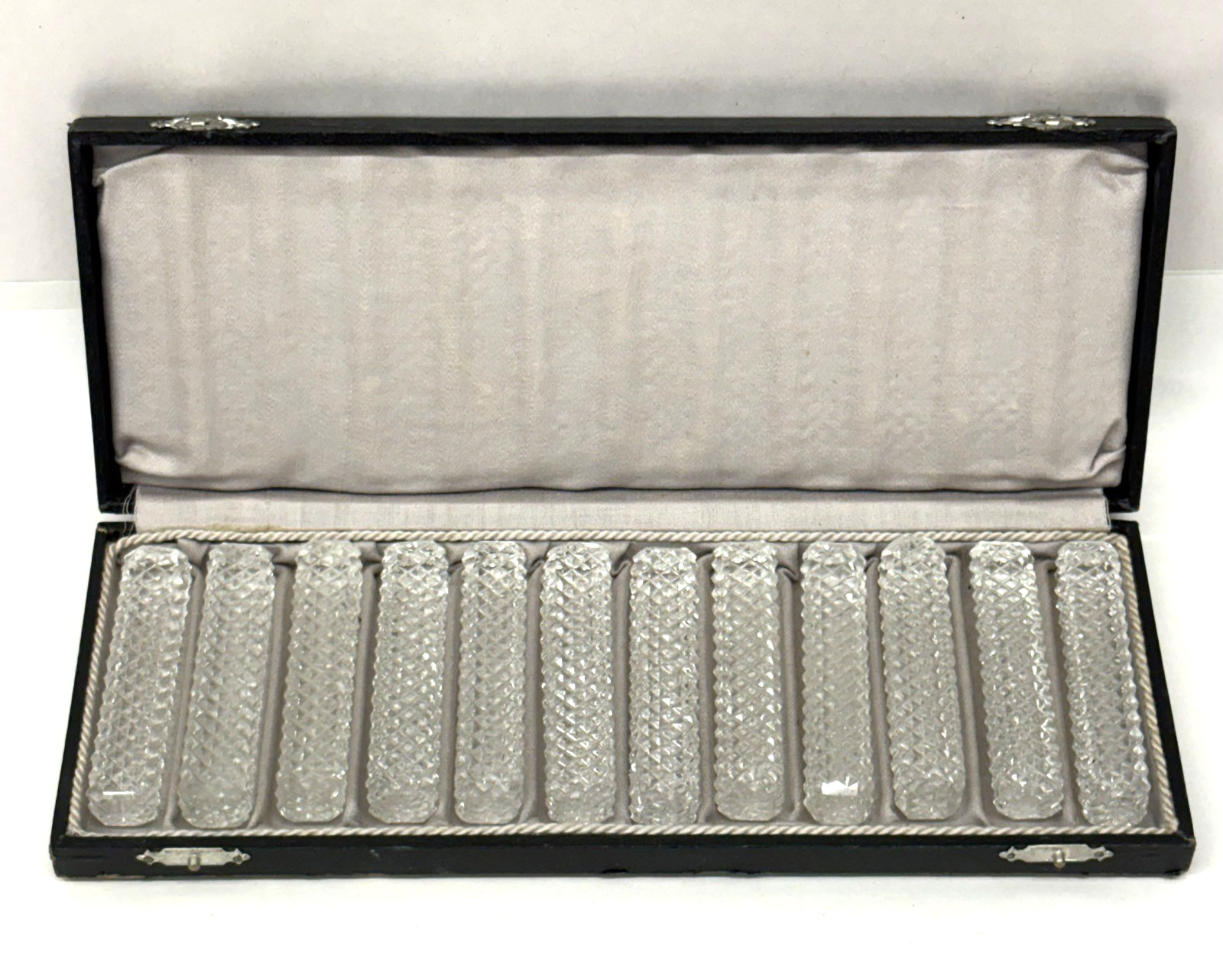 Vintage Crystal Knife Rests Set of 12 w/ Original Box Germany