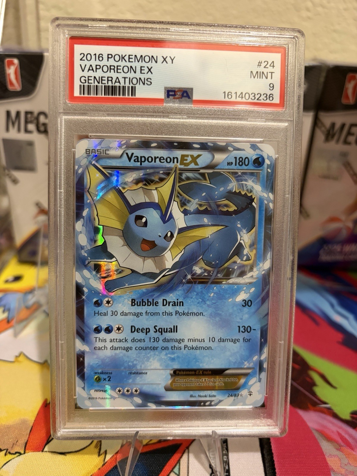 Pokémon XY Generations Vaporeon EX Holo 2016 24/83 PSA 9