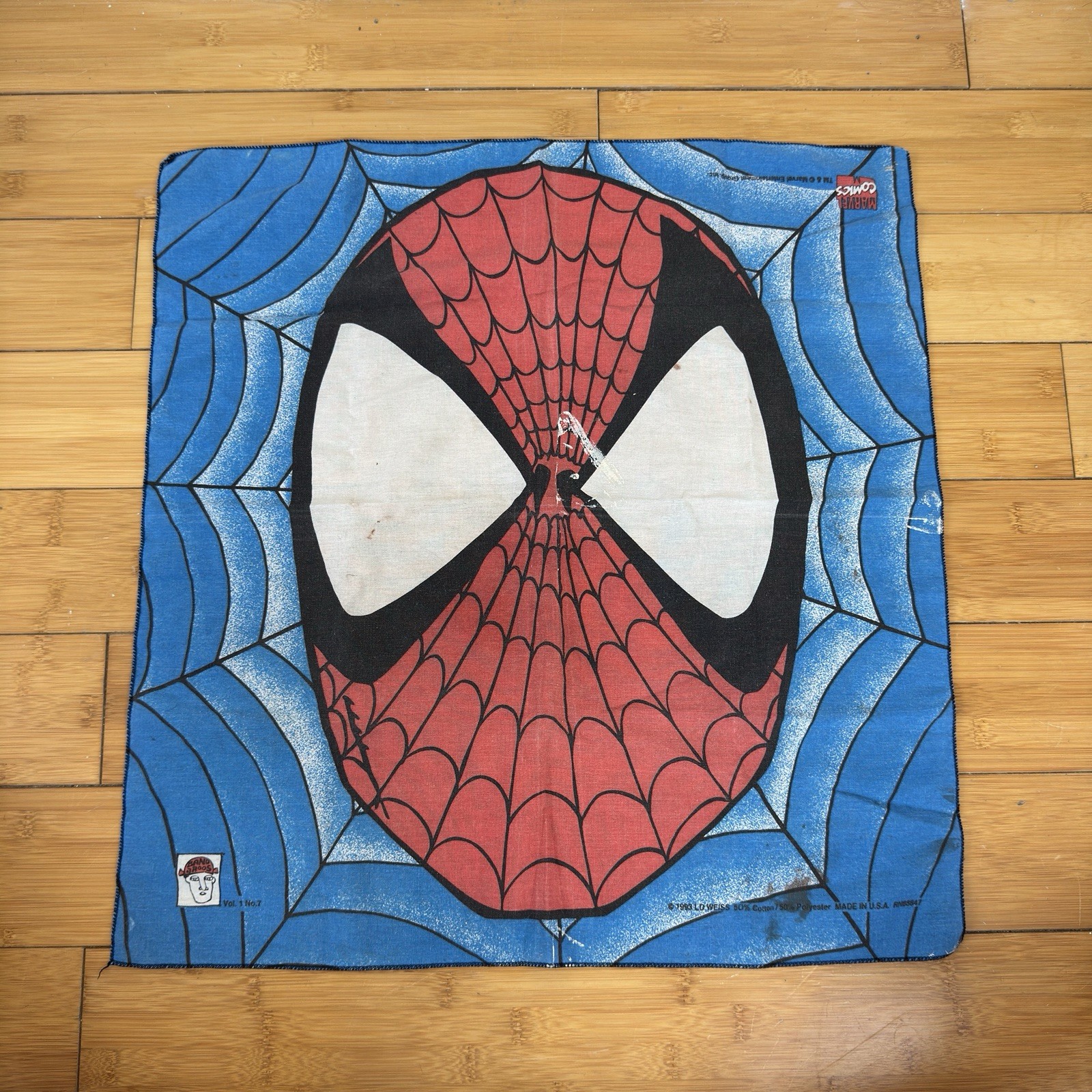 Vintage 1993 Marvel Spider-Man Comic Bandaroos Bandana - 21.5 X 21.5