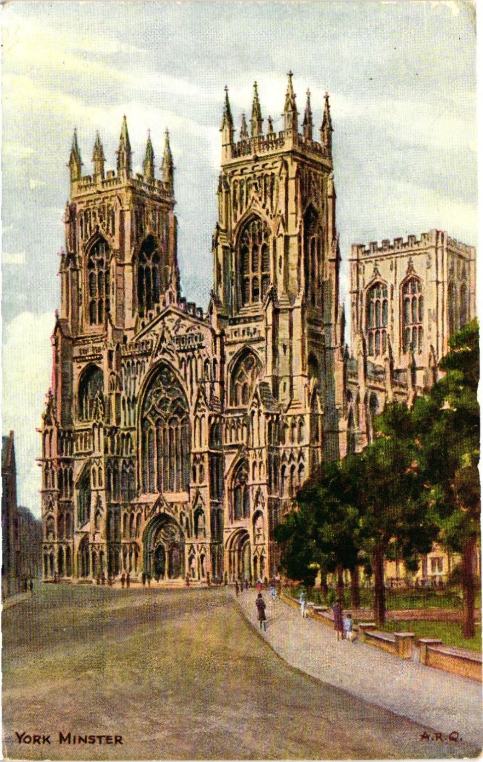 York Minster Cathedral J Salmon Vintage Postcard England Artist A.R.Q.