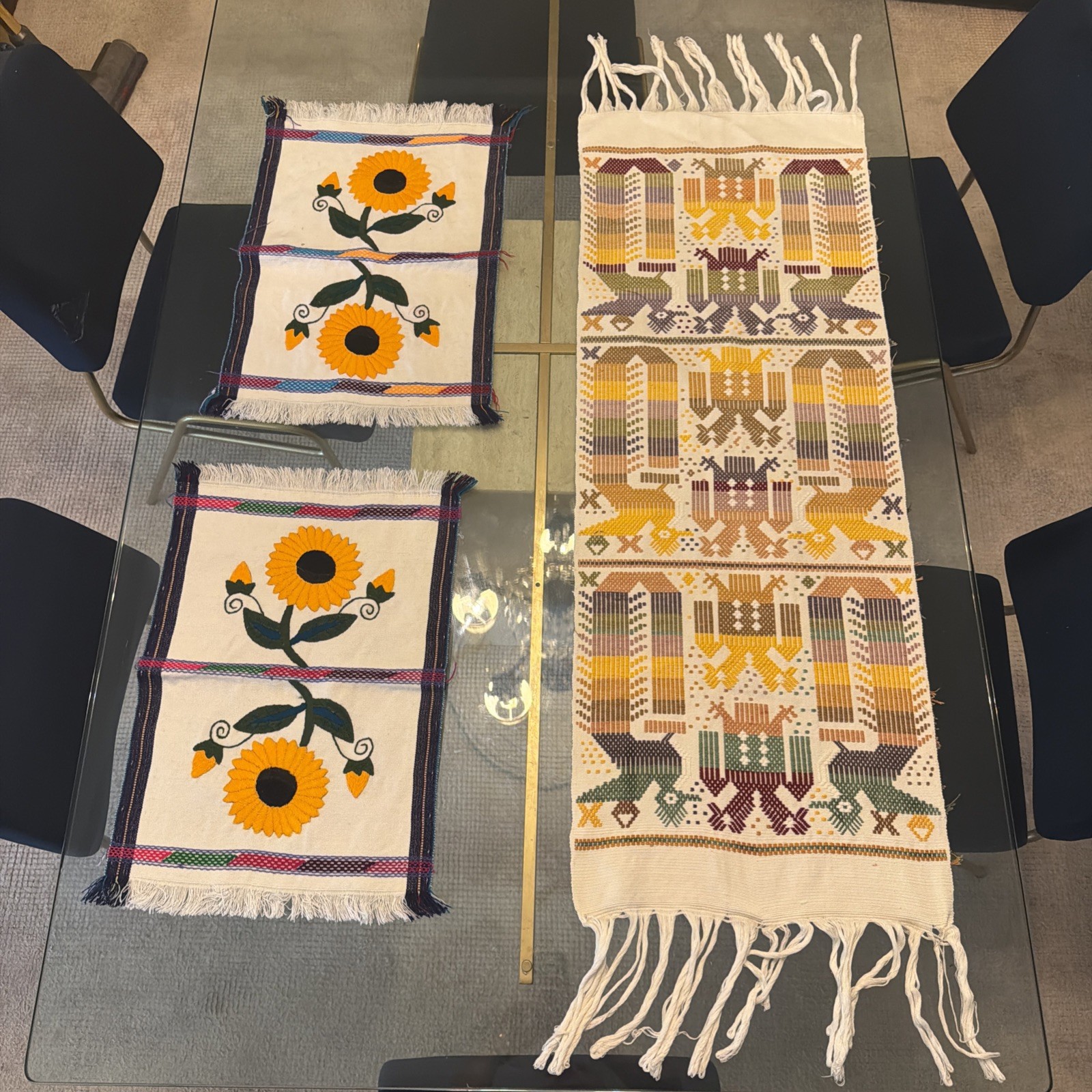Chichicastenango Table Runner Vtg Hand Scandinavian Folk Art 