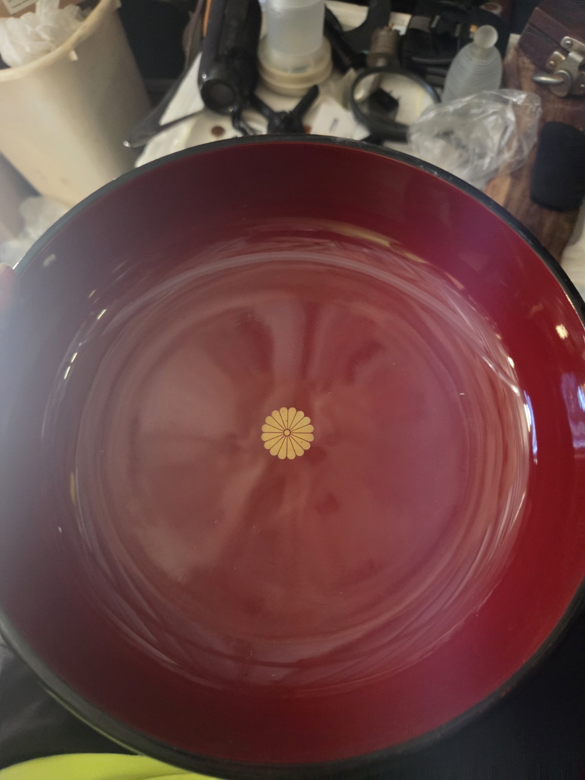 Vintage 1987 Japanese Imperial Presentation Lacquerware Bowl Chrysanthemum Crest