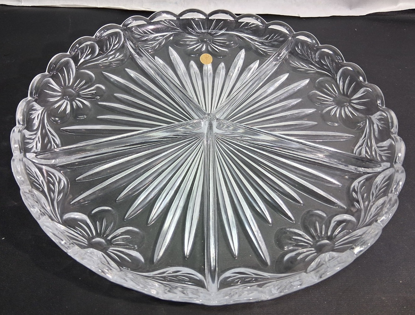 Vintage German Crystal Relish Dish Divided Snack Tray Clear Large 12 3/8\