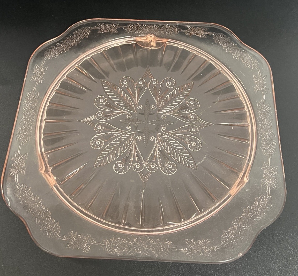 Jeannette Glass Adam Pink Glass Cake Plate Depression Glass Footed Vintage Jeannette Glass Adam Pink Glass Cake Plate Depression Glass Footed Vintage