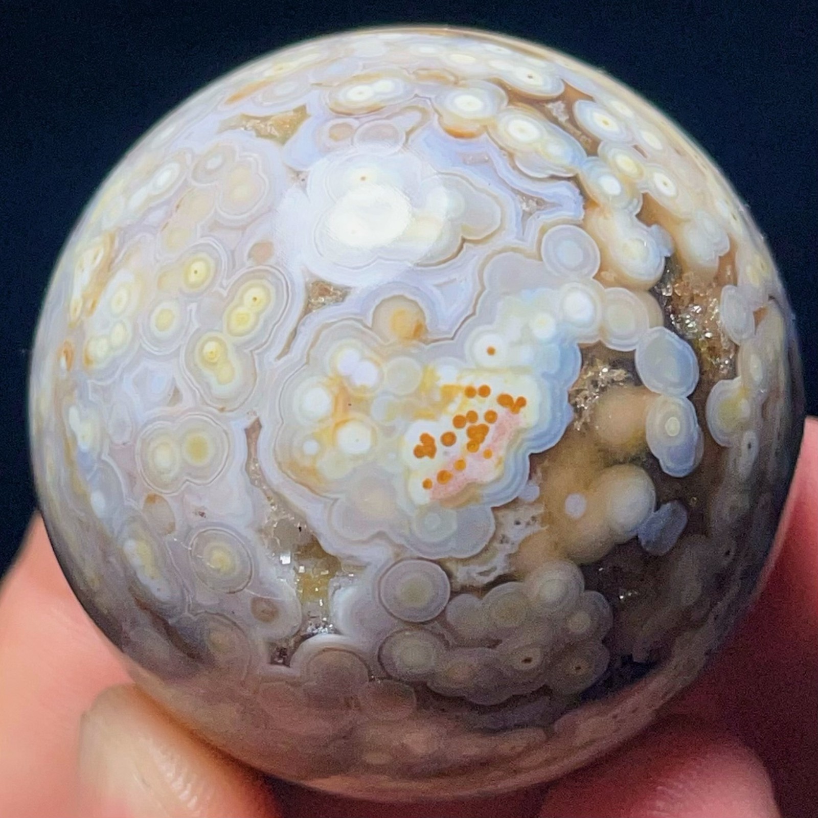 Rare 125G Natural Beautiful Ocean Jasper Sphere Healing Agate Madagascar L7941