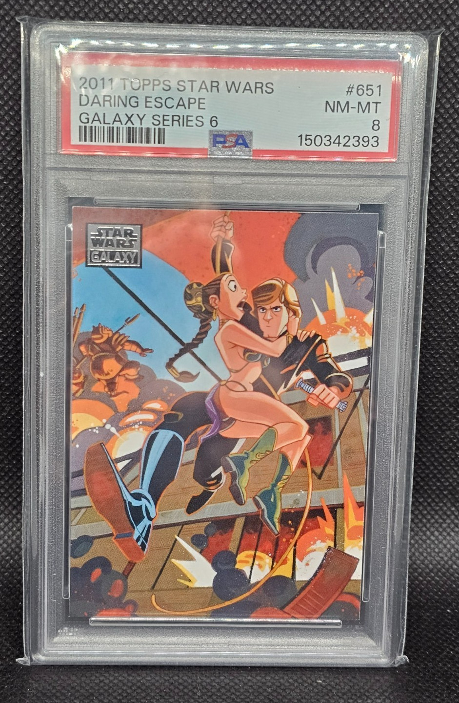 2011 TOPPS STAR WARS GALAXY SERIES 6 #46 DARING ESCAPE PSA 8