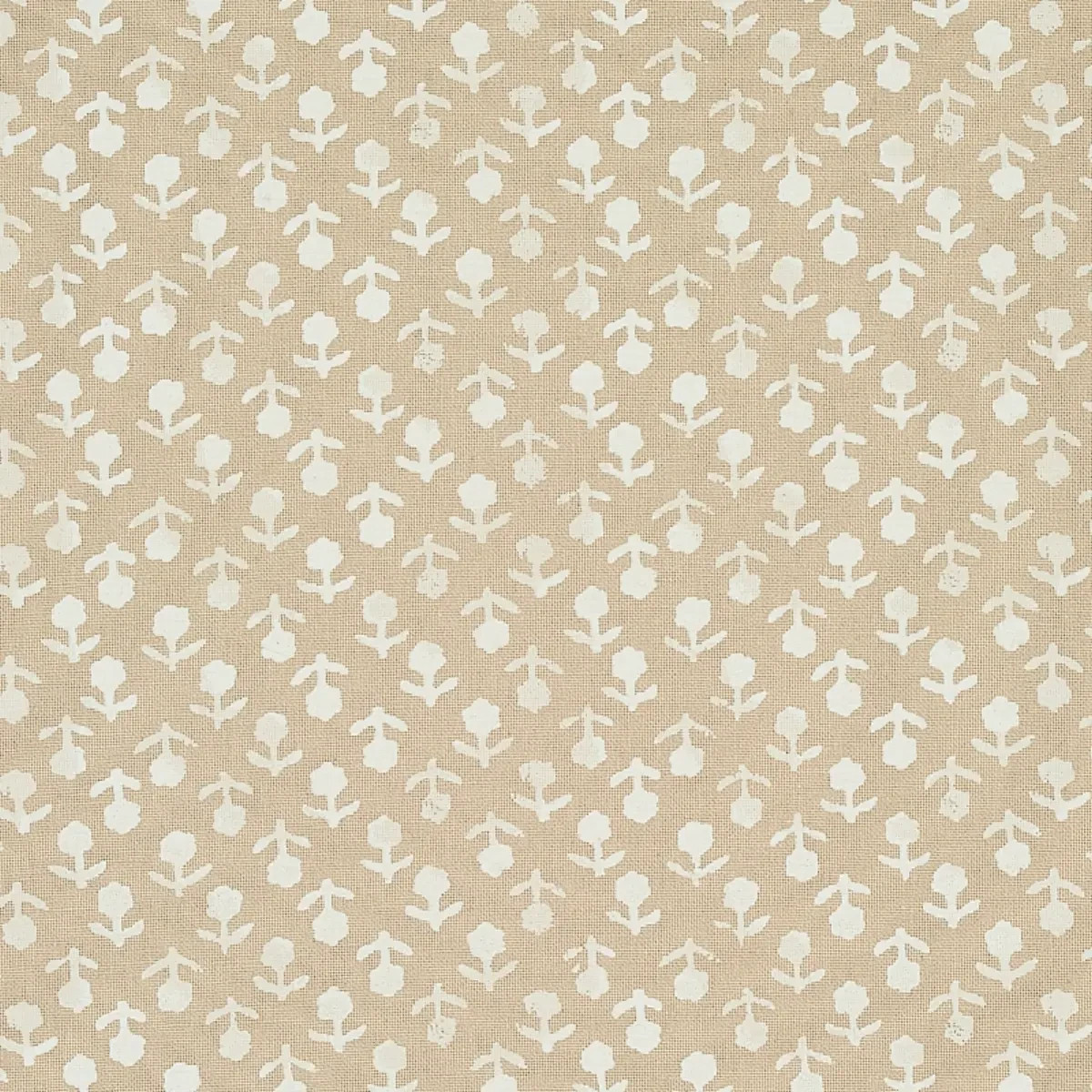 Schumacher Small Floral Handprint Fabric- Beatriz Handprint Natural 3 yds 179352