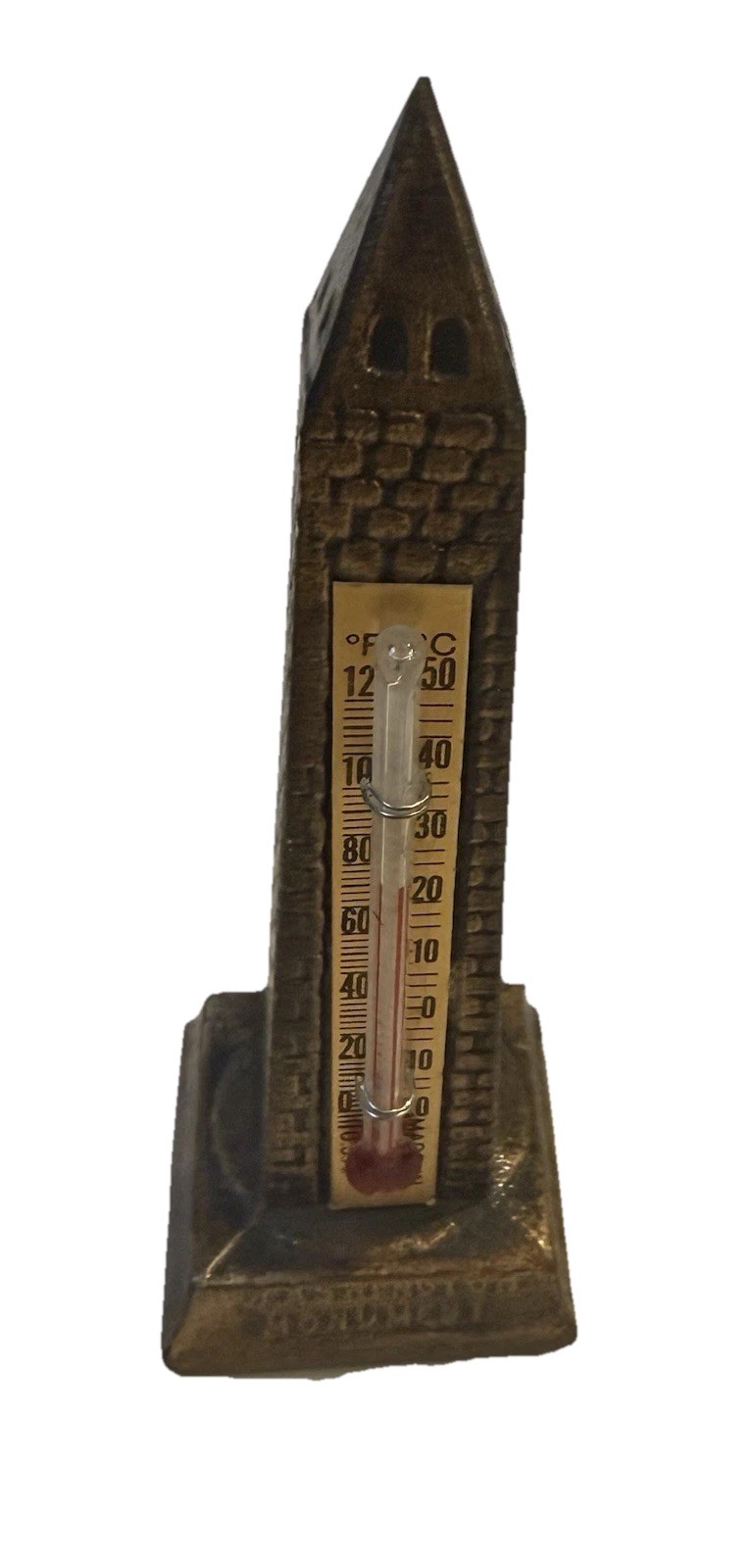 Vintage Washington Monument Souvenir Thermometer Cast Metal Figurine D.C. 4\
