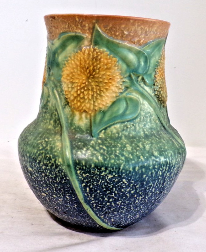 Original 1930's Roseville 490-8 SUNFLOWER Vase - 8.5
