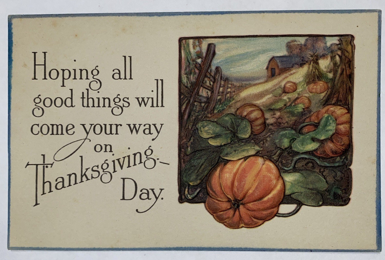 Antique Embossed Thanksgiving Card Divided Back 