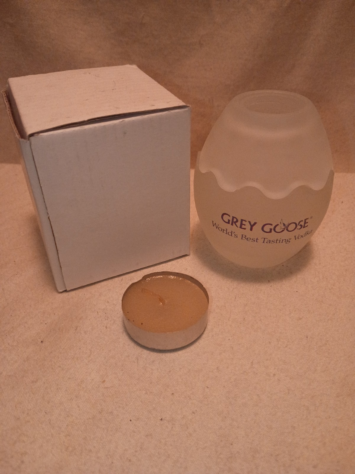 Vintage Grey Goose Vodka Egg Tea-Light Candle Holder & Candle New in Box Vintage Grey Goose Vodka Egg Tea-Light Candle Holder & Candle New in Box