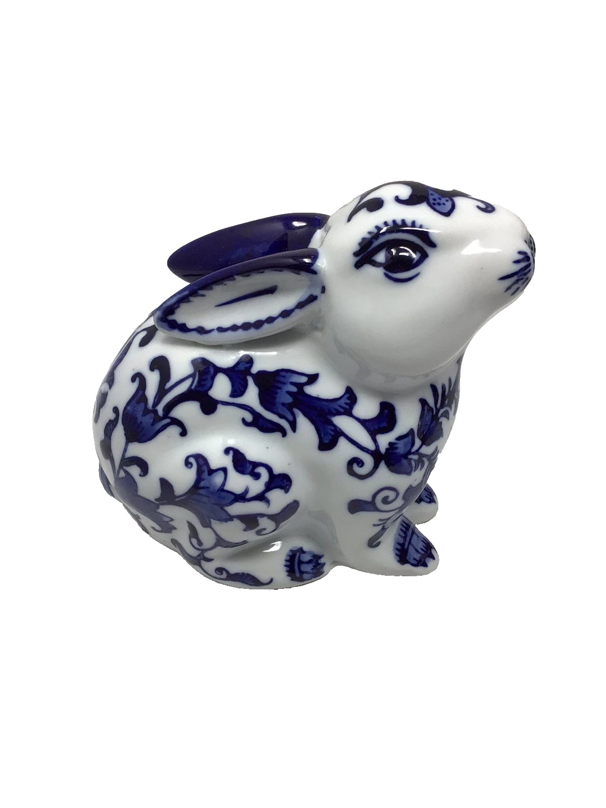 Floral Blue and White porcelain Bunny 6