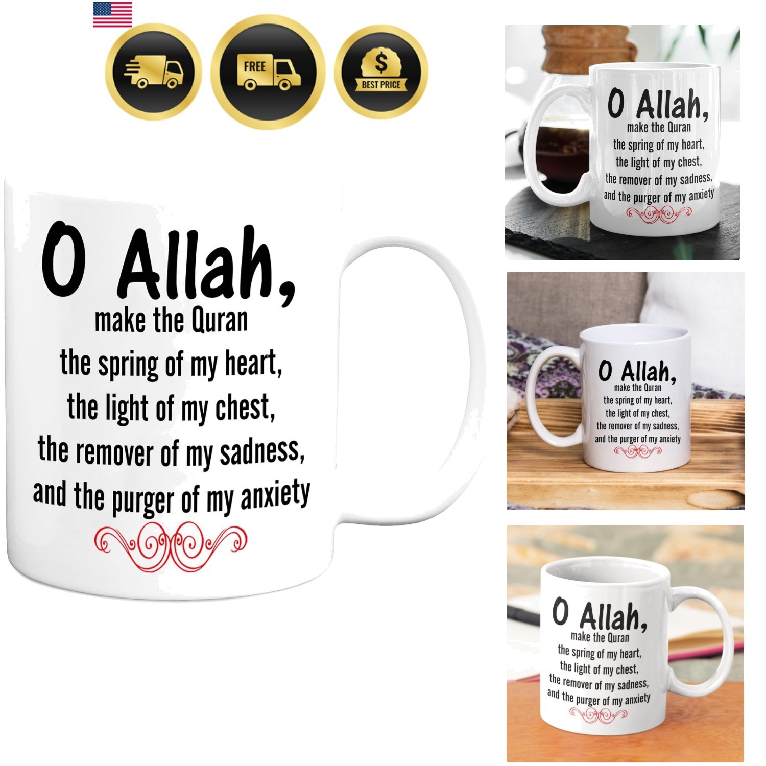 O Allah Quote Islamic Mug – Islamic Gift for Muslim Women & Men – Dua Reminde...