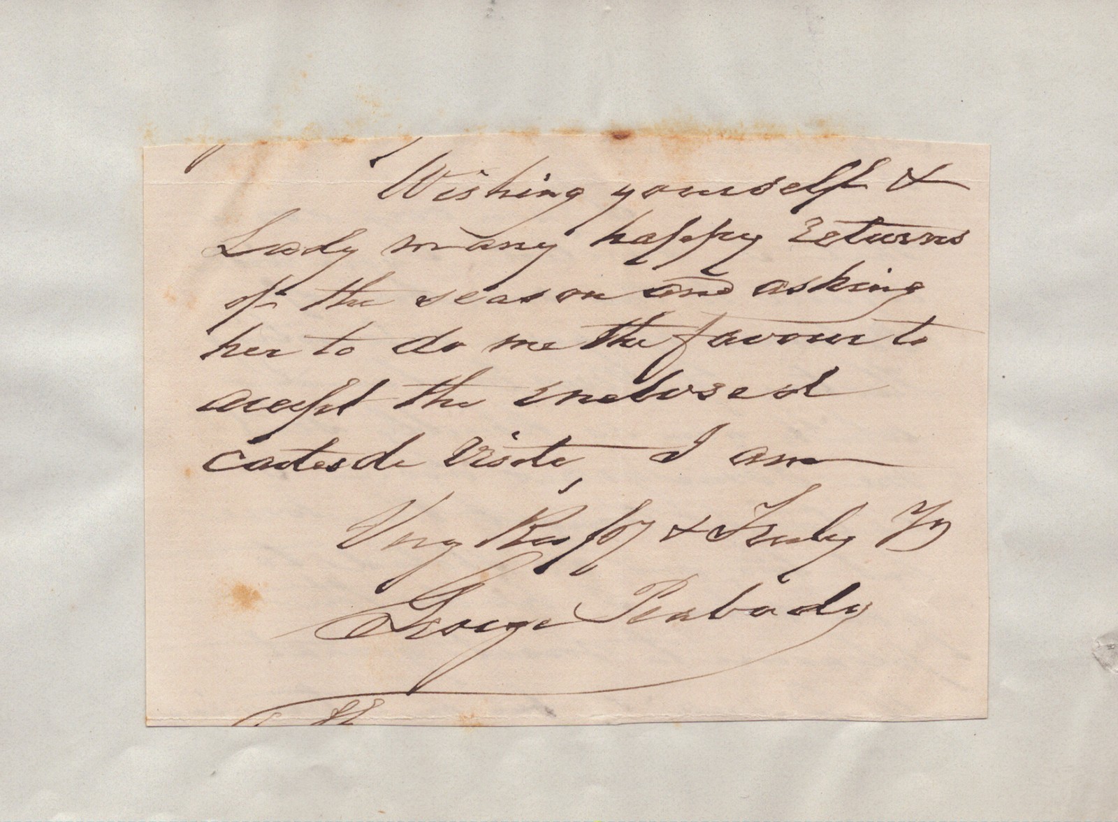 GEORGE PEABODY - AUTOGRAPH NOTE SIGNED