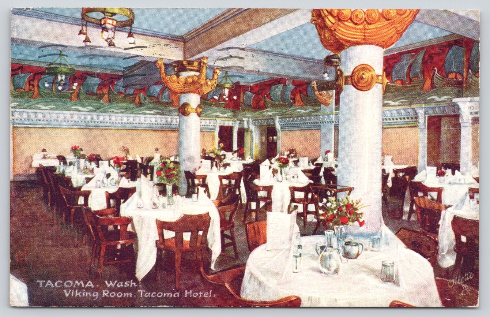 Tacoma Hotel Viking Room Tacoma WA Washington Tuck\'s Oilette Postcard 1911