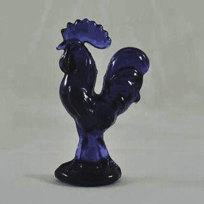 Depression Style MINI COBALT BLUE GLASS ROOSTER Chicken 4.5 Inch Tall * MINT