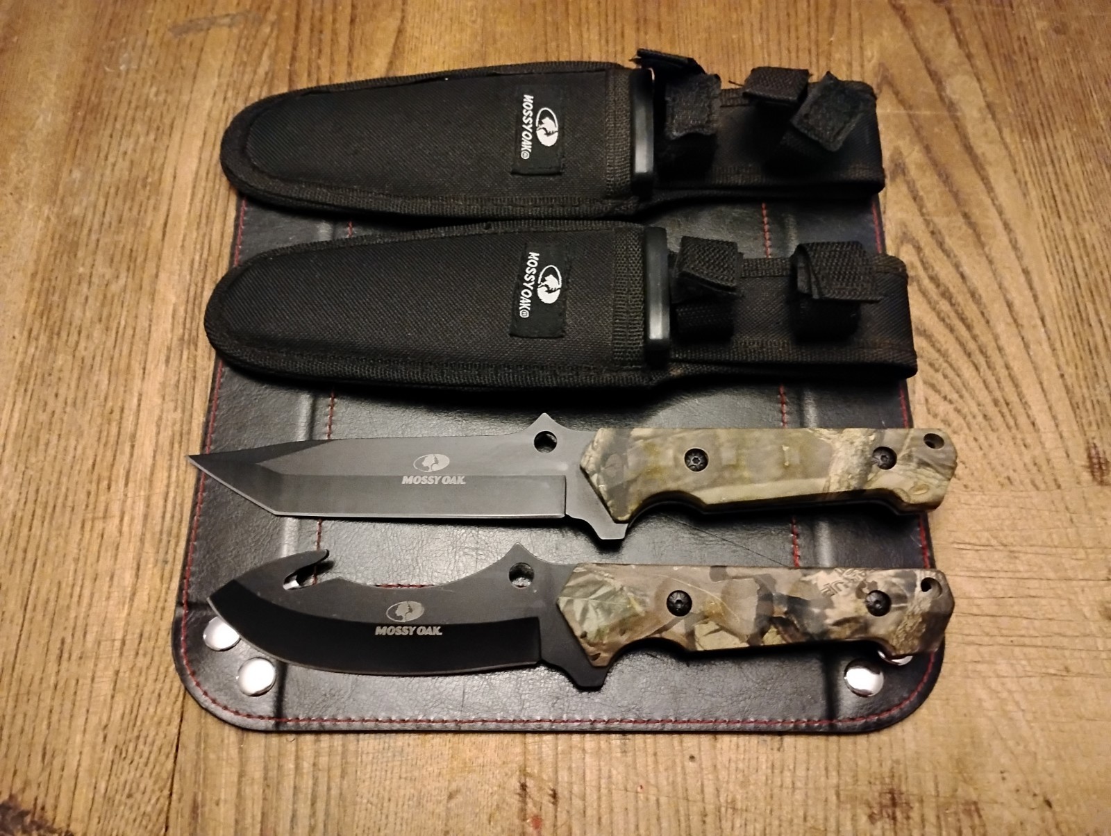 MOSSY OAK 2 Piece Hunting Knife Set Stainless Full Tang Blades Nylon Sheaths