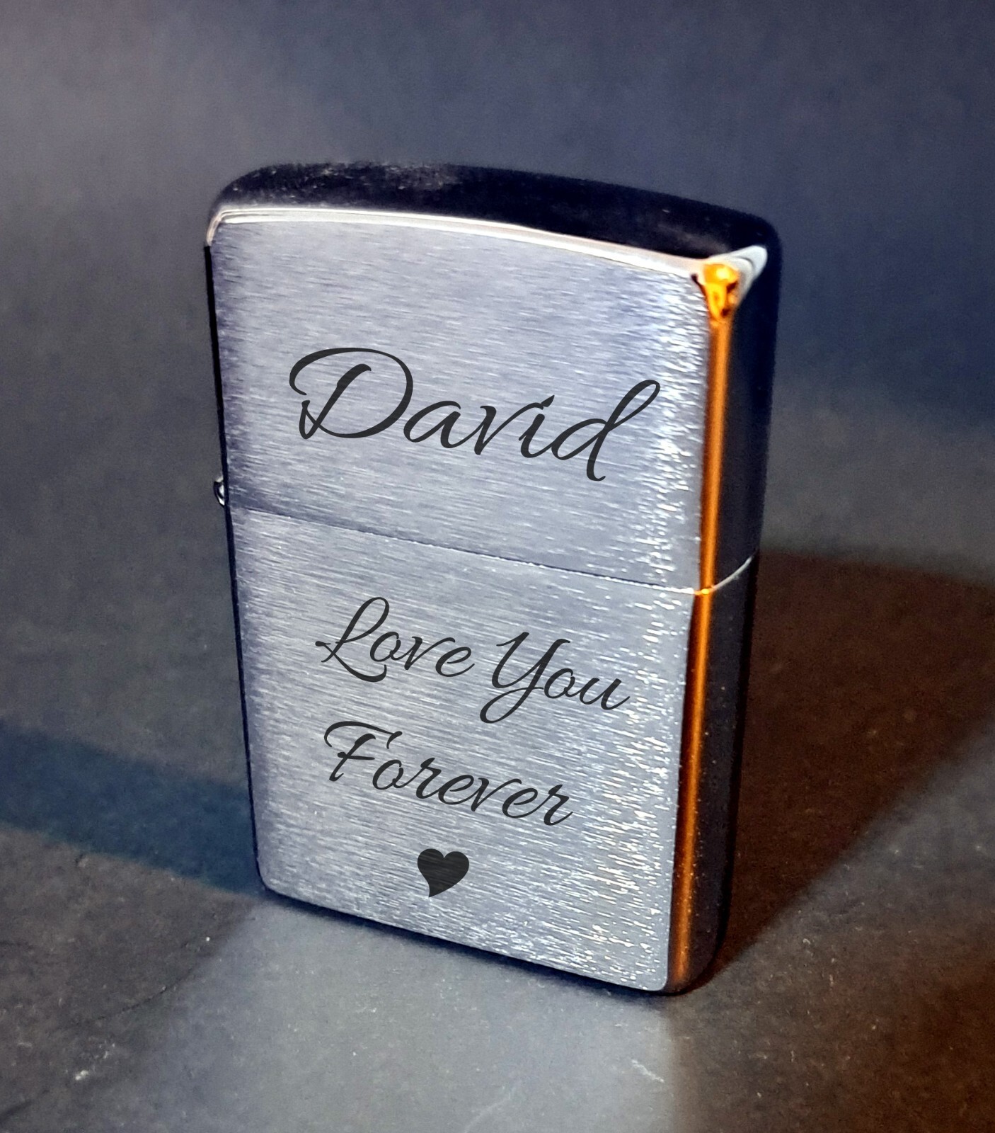 Genuine Zippo Brushed Chrome 200 /  Custom Engraved with Choice of Text / New