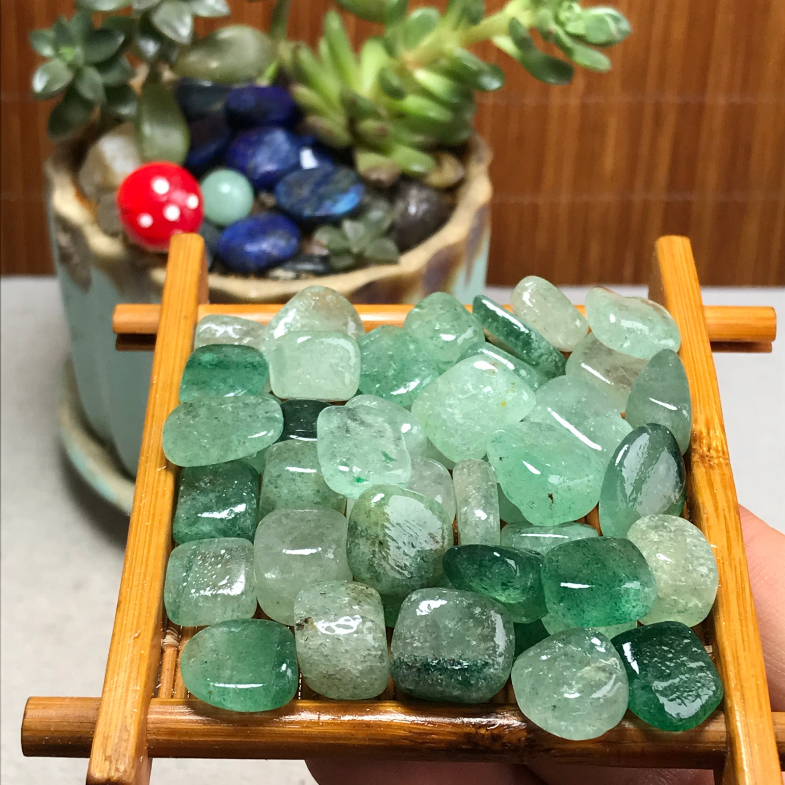 50Pcs Natural green Strawberry Crystal gemstone Polish Mineral Specimen A7542