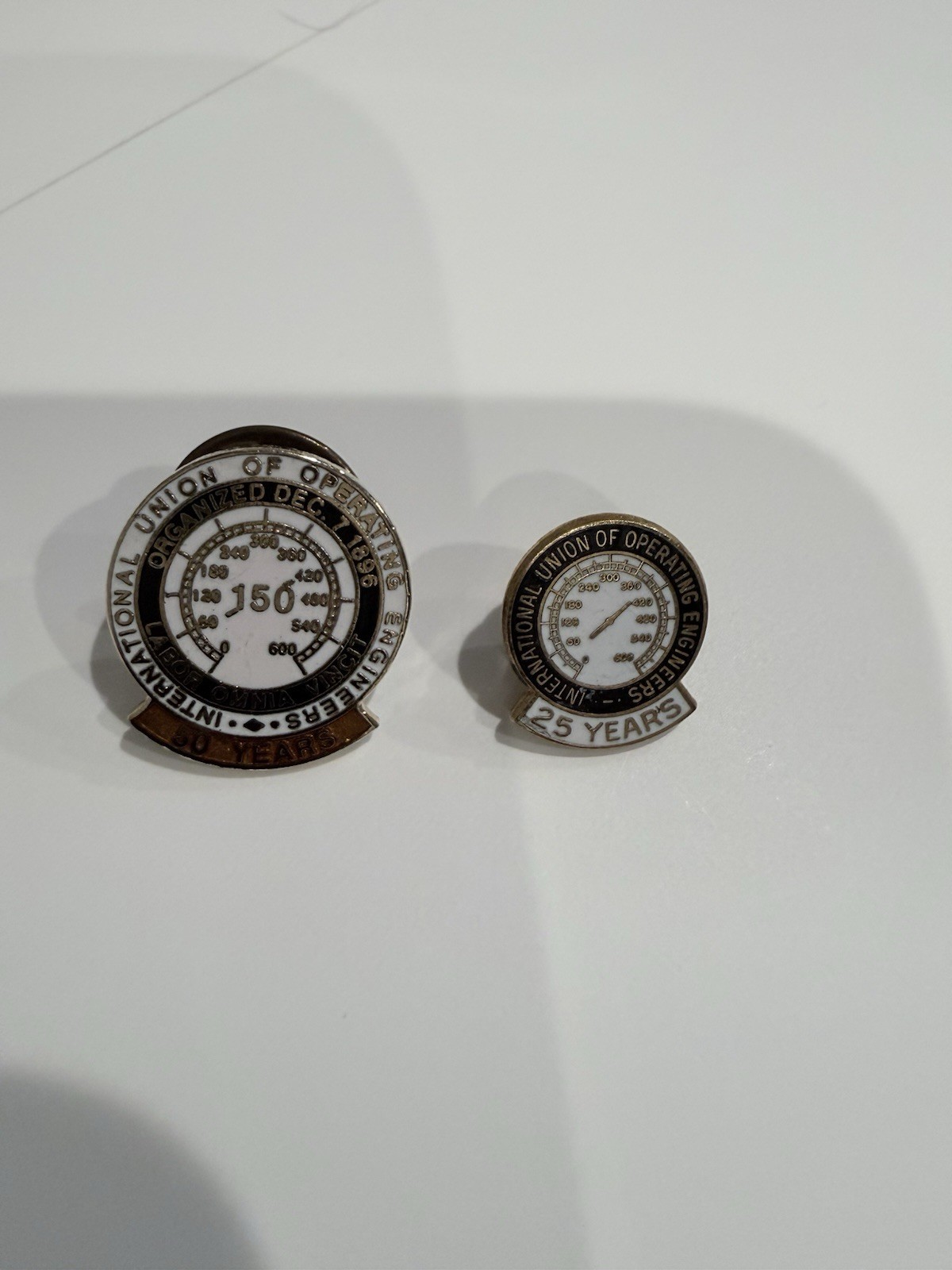 IUOE Local 150 25 & 50 Year Service Pins Vintage Operating Engineers Award Pin