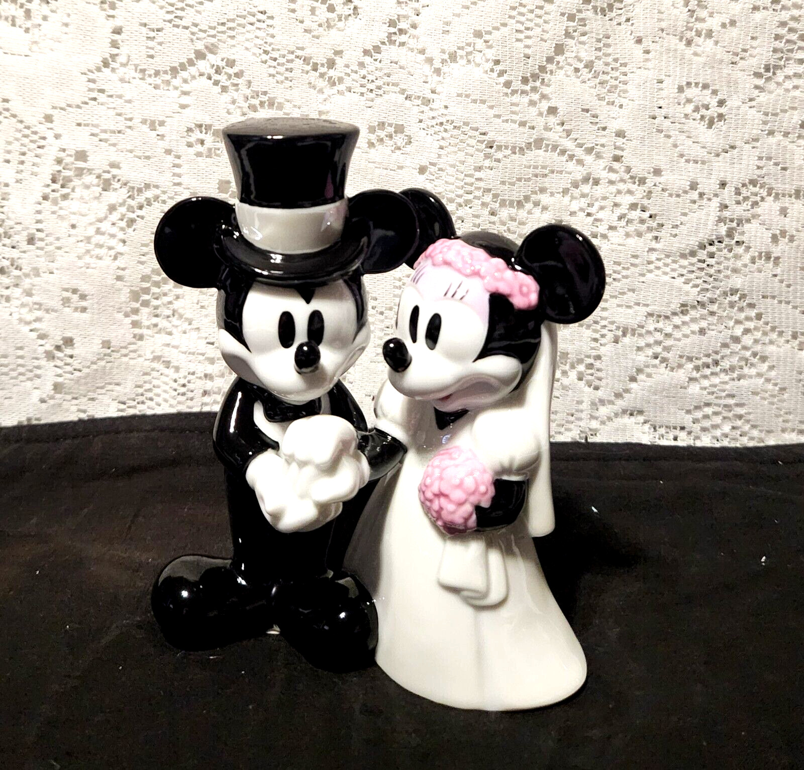DISNEY VINTAGE MICKEY & MINNIE MOUSE WEDDING CAKE TOPPER 5.5 INCHES FIGURINE NEW