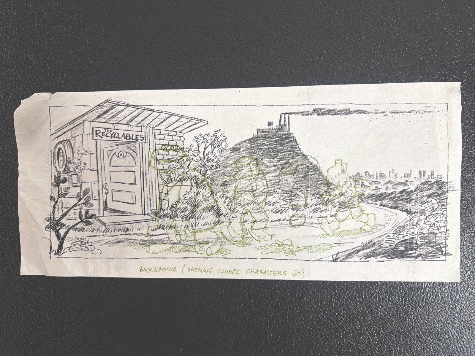 Rare 1980s 1990s TV Animation Production Art Recyclables Layout Pencil Drawing