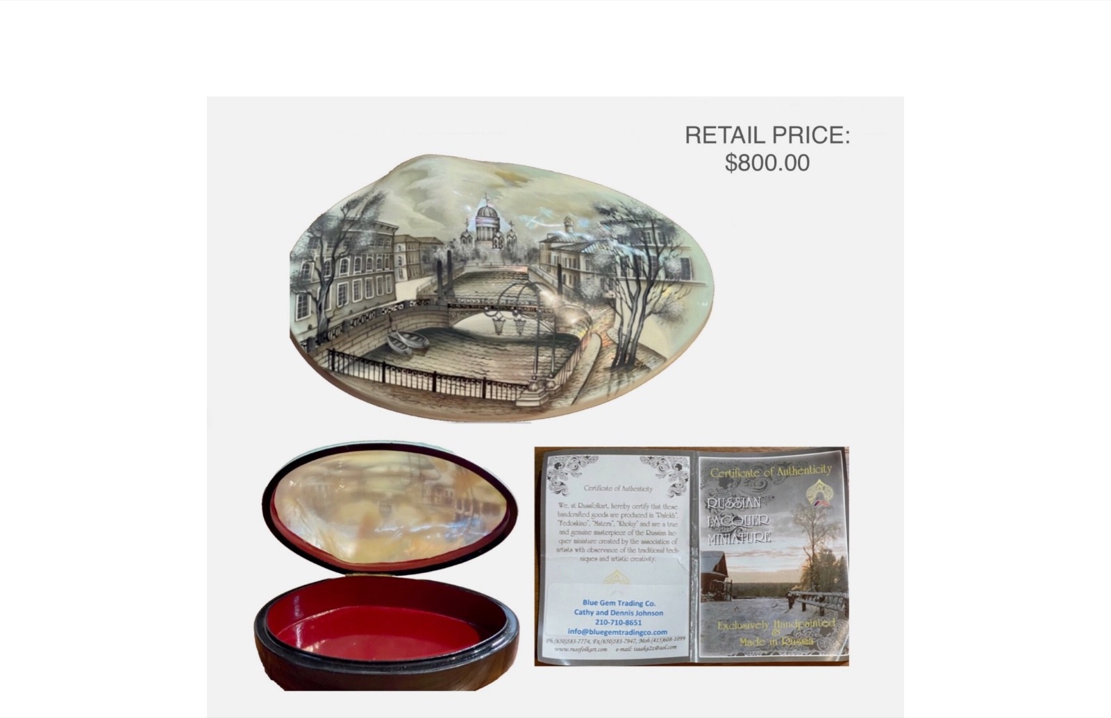 🔥OOAK RARE 22K GOLD EXQUISITE MOTHER OF PEARL RUSSIAN LACQUER BOX S. PETERSBURG