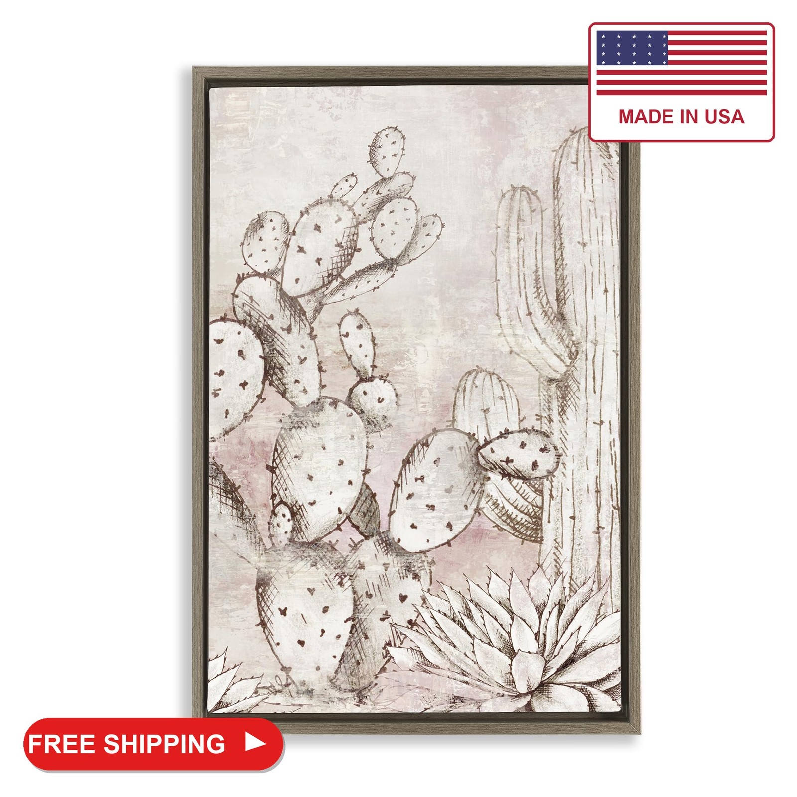 Stupell Industries 'Oasis Guardian Cacti'| Floating Frame Canvas Art