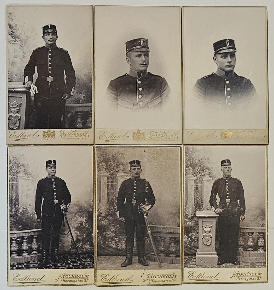 6x Swedish Military CDV Photos Soldier Uniform 