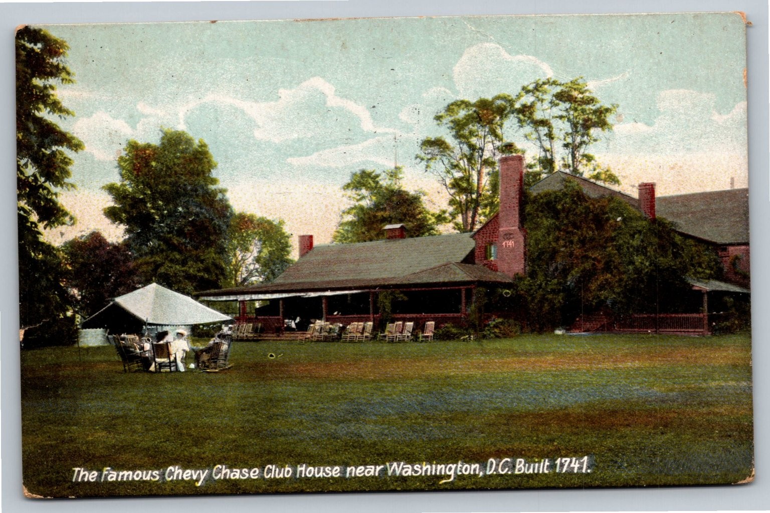 Vintage Chevy Chase Club House Postcard Near Washington DC 1908