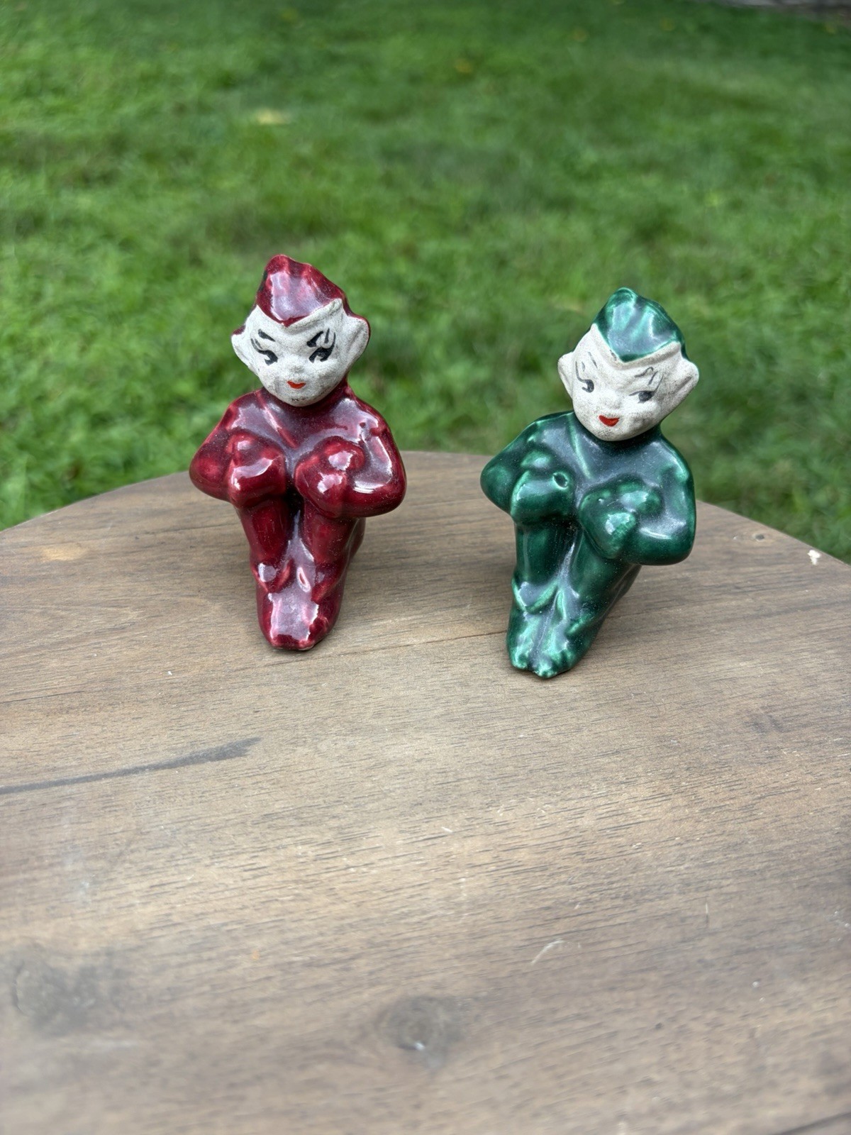 1950's Vintage Gilner pixie figures in Red And Green