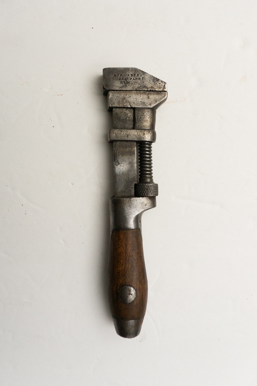 Vintage Dubbs Wrench Co. Adjustable Wrench A12 Wood Handle Worcester Mass USA